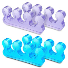 4pcs Washable Soft Gel Toe Separators for Pedicure and Nail Polish, Reusable Comfort Fit Dividers (Purple Blue)