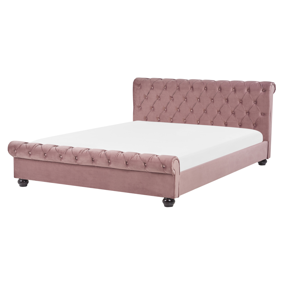 Bed Velvet AVALLON 160 x 200 cm (EU King Size) Pink