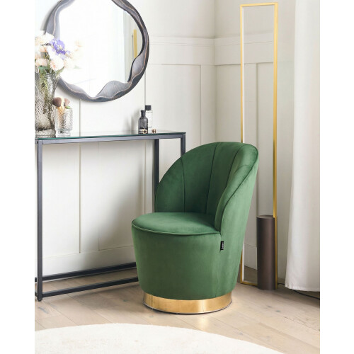 Beliani Armchair ALBY Velvet Dark Green 2