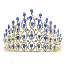 Bridal Tiara with Red Crystal Accent Vintage Gold Wedding Crown Luxury Rhinestone Headband