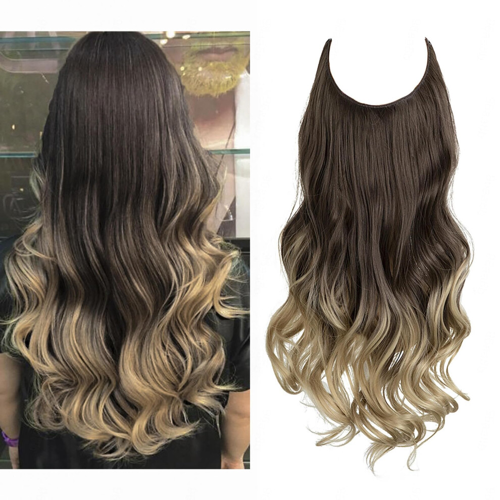 Unisex Black Invisible Wire Hair Extensions Long Wavy Synthetic Hairpiece Adjustable Fit Instant Volume Boost