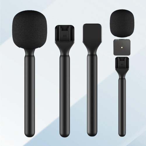 Wireless Microphone Handheld Mount Adapter with Windscreen, Compatible with DJI, Rode, and Sony Wireless Microphones 2