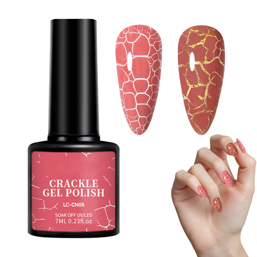 Crackle Nail Polish 7ml UV Gel with Unique Crackle Effect for Nail Art Salon and Home Use
