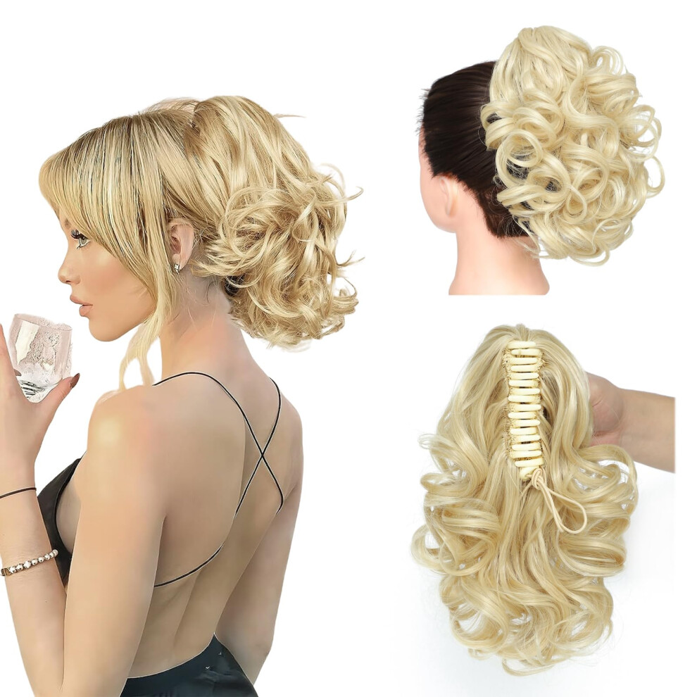 Unisex Curly Claw Clip Ponytail Extension 25Cm Synthetic Hairpiece With Secure Grip And Instant Volume Boost