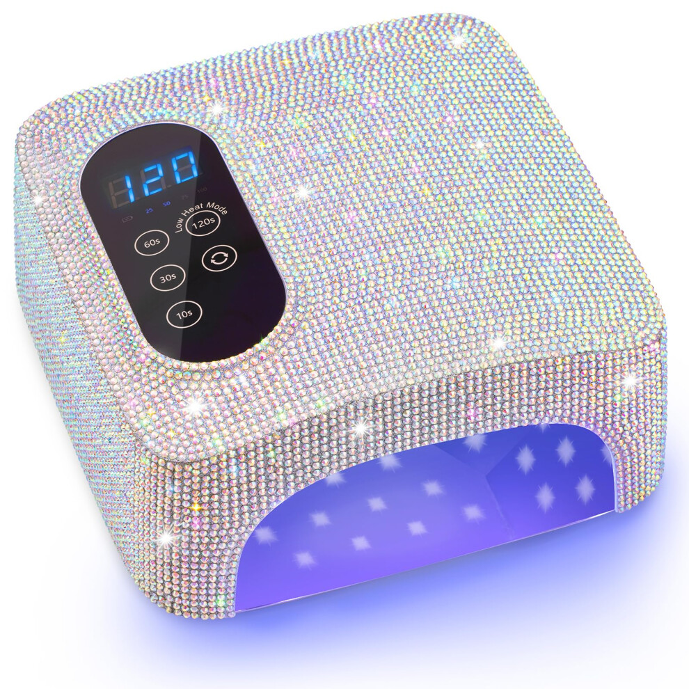 72W Cordless UV LED Nail Lamp Rechargeable Gel Polish Dryer with Auto Sensor and 4 Timer Settings