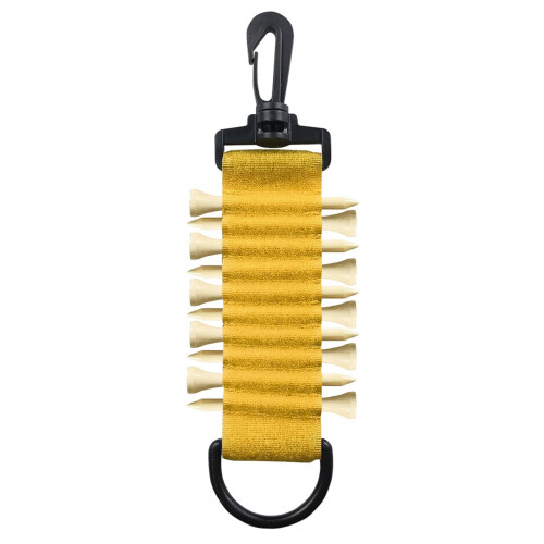 Adhesive Golf Tee Holder for Glove with Keychain Hook, Easy Access Compact Golf Accessory Yellow