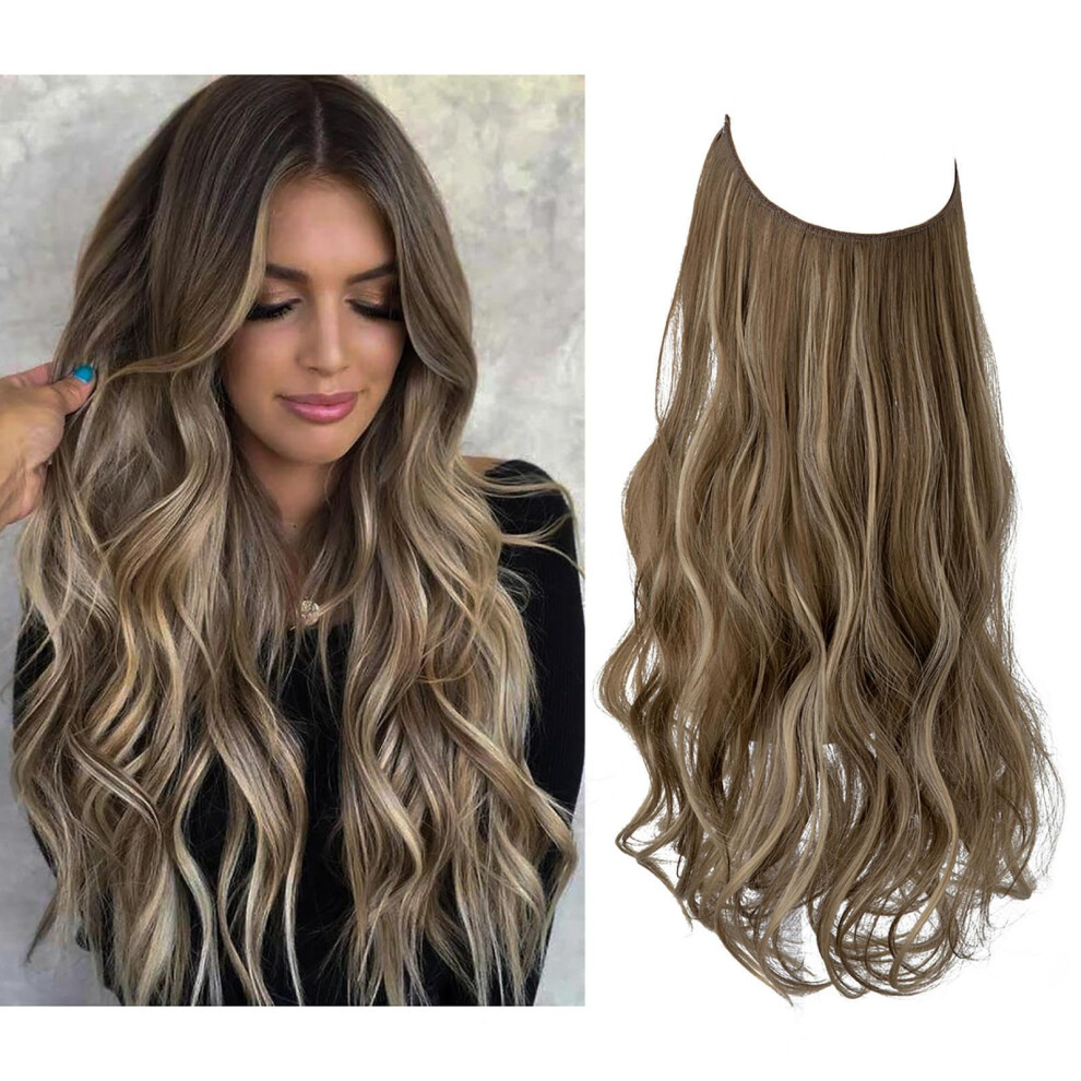Unisex Hair Extensions Invisible Wire Long Wavy Synthetic Wig With Adjustable Fit For Seamless Natural Look