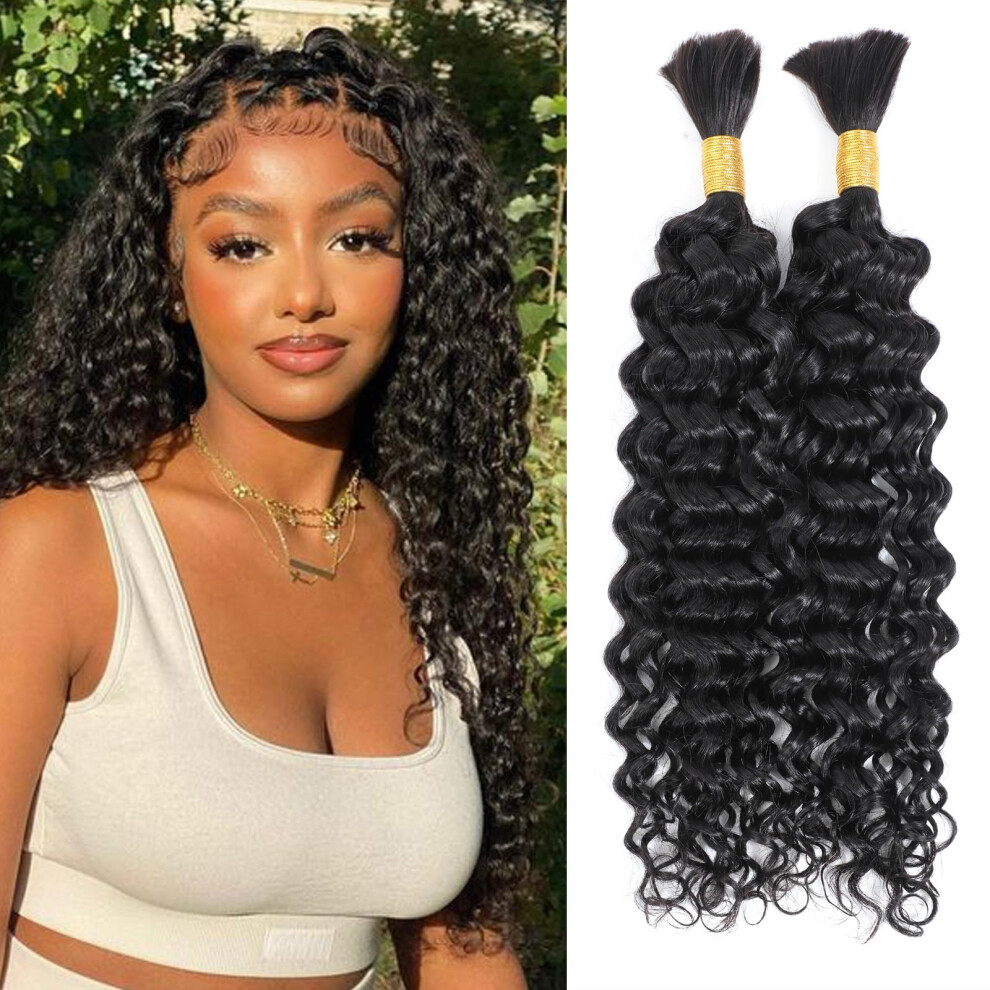 Unisex Unprocessed Human Braiding Hair Bulk Water Wave 20 Inch For Boho And Micro Braids Virgin Hair