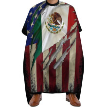 Vintage USA Mexico Flag Professional Barber Cape with Adjustable Neck Closure for Hair Cutting