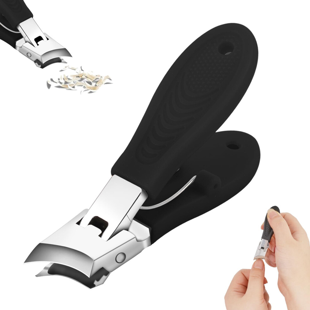 Toenail Clippers for Thick Nails with Wide Jaw Opening, AntiSlip Handle and AntiSplash Blades