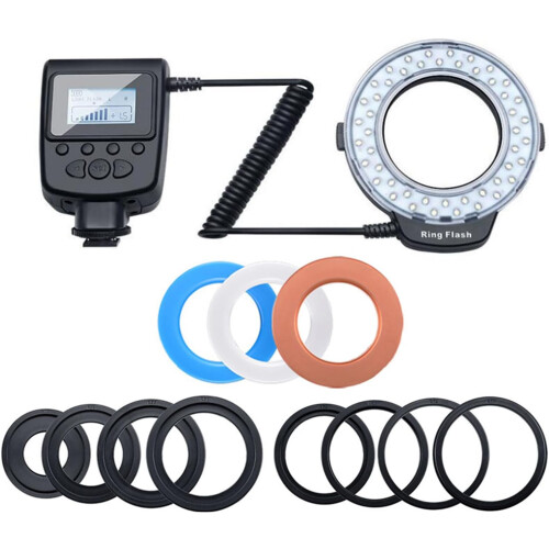 Macro Ring Light with LCD Controller, 7Brightness LED Modes, DualSide Lighting, 8 Adapter Rings Included 2