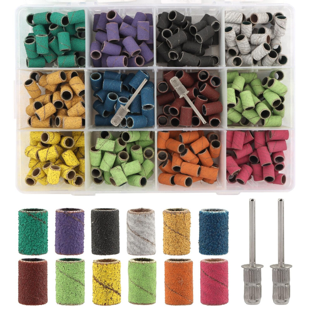 360 Pcs Nail Drill Sanding Bands and Bits Set, Four Grit Levels, Multicolor, Durable SalonâQuality Kit