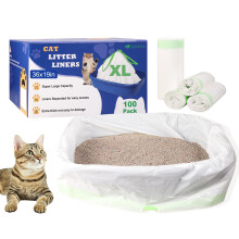 100 Pack Extra Thick Cat Litter Box Liners 36x19 Inches Jumbo Drawstring Bags Heavy Duty Easy Cleanup