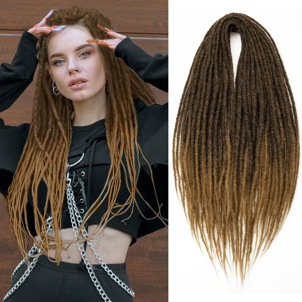 Unisex 24 Inch Ombre Blonde Dreadlock Extensions Double Ended Crochet Dreads For Women, 10 Strands
