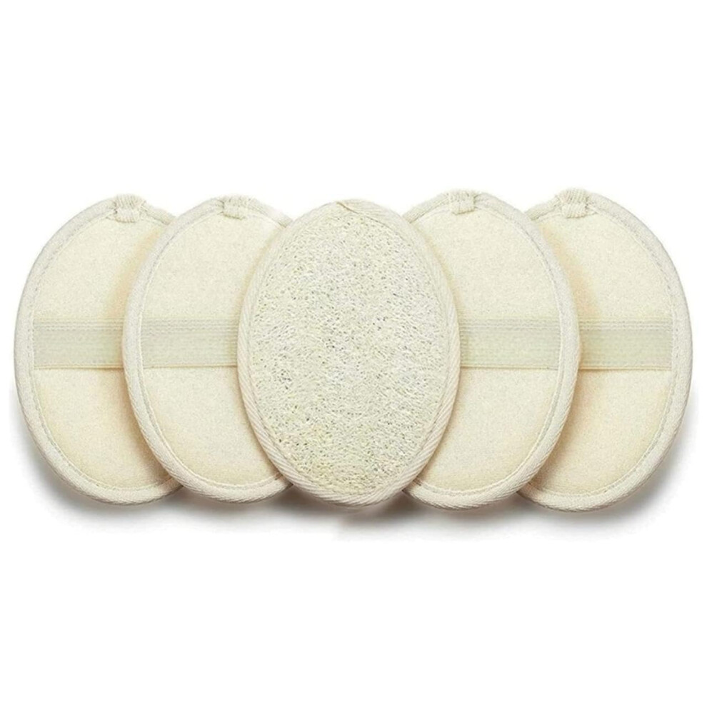 Set of 5 Natural Body Loofah Sponge for Shower  Organic Exfoliating Bath Set with DualSided Design