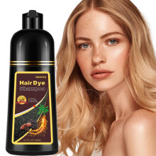Instant Hair Color Shampoo 3 in 1 Brown Hair Dye for Fast 15Min Coloring with Gloves