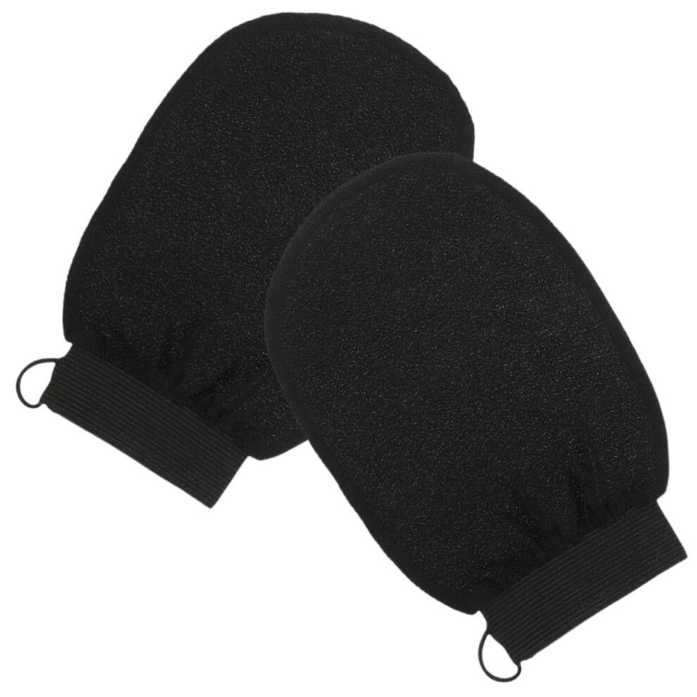Black Exfoliating Bath Gloves 2Pcs Body Scrubber Mitts For Dead Skin Removal And Gentle Daily Use