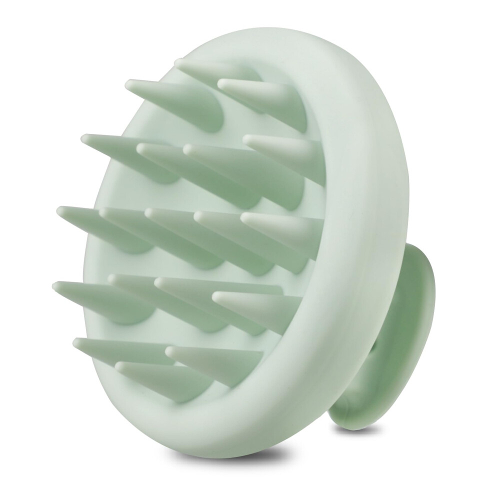 Green Scalp Massager With Soft Silicone Bristles For Hair Washing, Wet And Dry Scalp Scrubber Brush
