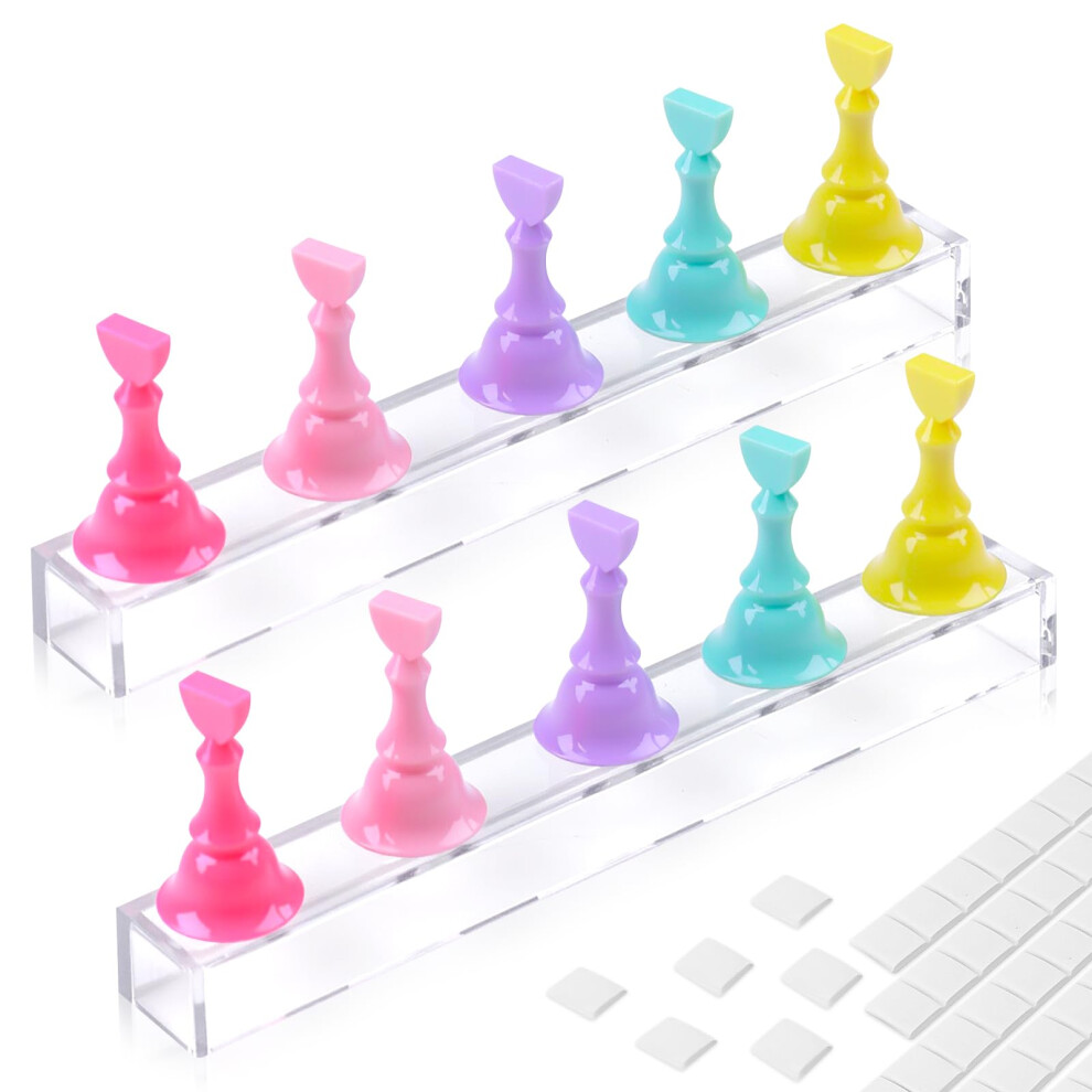 Magnetic Nail Display Stand Set with Reusable Adhesive Putty for Press On Nail Art Practice