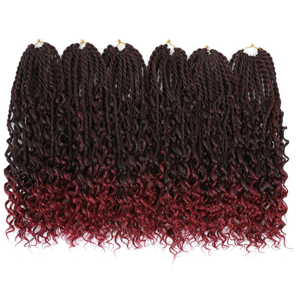 Unisex Senegalese Twist Crochet Hair 14 Inch 6 Packs Natural Wavy Twist Braids With Curly Ends Color