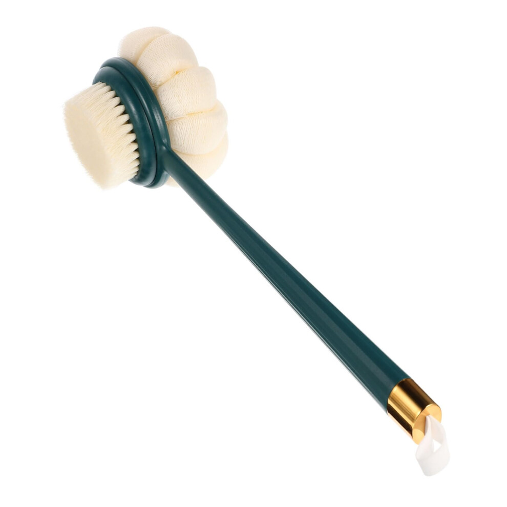 DualSided Bath Brush with Long Handle Back Scrubber Loofah and Bristle for Gentle Exfoliation