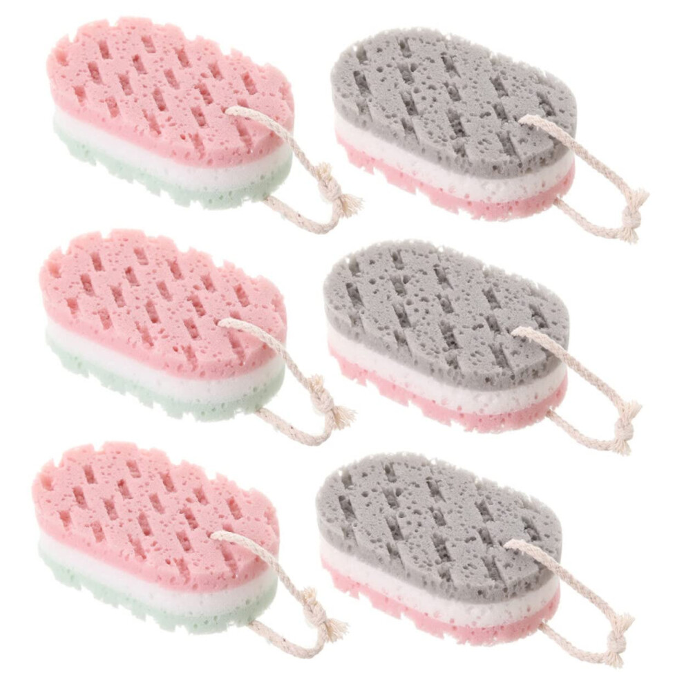 6pcs DualSided Exfoliating Body Sponge Set Soft Reusable Bath Scrubber for Adults Shower Spa