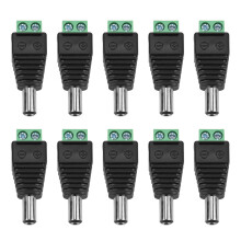 Conectores macho de alimentación de CC para cámaras CCTV de Great Connection, construcción de plástico, alivio de tensión, extremo del conector
