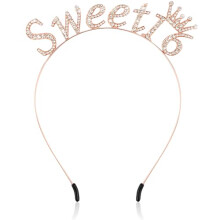 Sweet 16 Rose Gold Tiara with Rhinestones, Handmade Crystal Crown for 16th Birthday Party