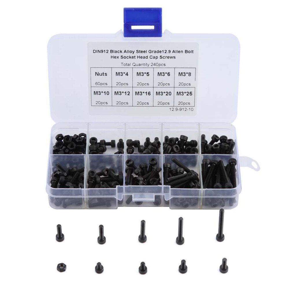 Pan Head Screws Assorted Bolt Kit M3 Metric Thread Set High Strength Alloy Steel Hex Socket Cap Bolts Durable Fastening Corrosion Resistant For 9009791445657