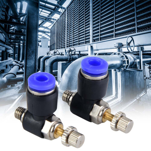 Hastighedsregulatorforbindelse med flowhastighedskontrolfunktion, trykbar pneumatisk fitting til kun luftsystemer, inline 2