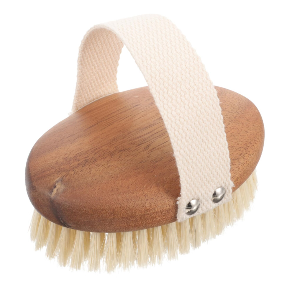 Wooden Body Brush Shower Scrubber with Natural Bristles for Gentle Exfoliation Dry and Wet Use