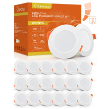 Dimmable Extra Flat LED Recessed Spotlights Pack Of 20, 5W 450lm, 50W Eq IP44 Warm White 27003000K 7585mm AC 220240V