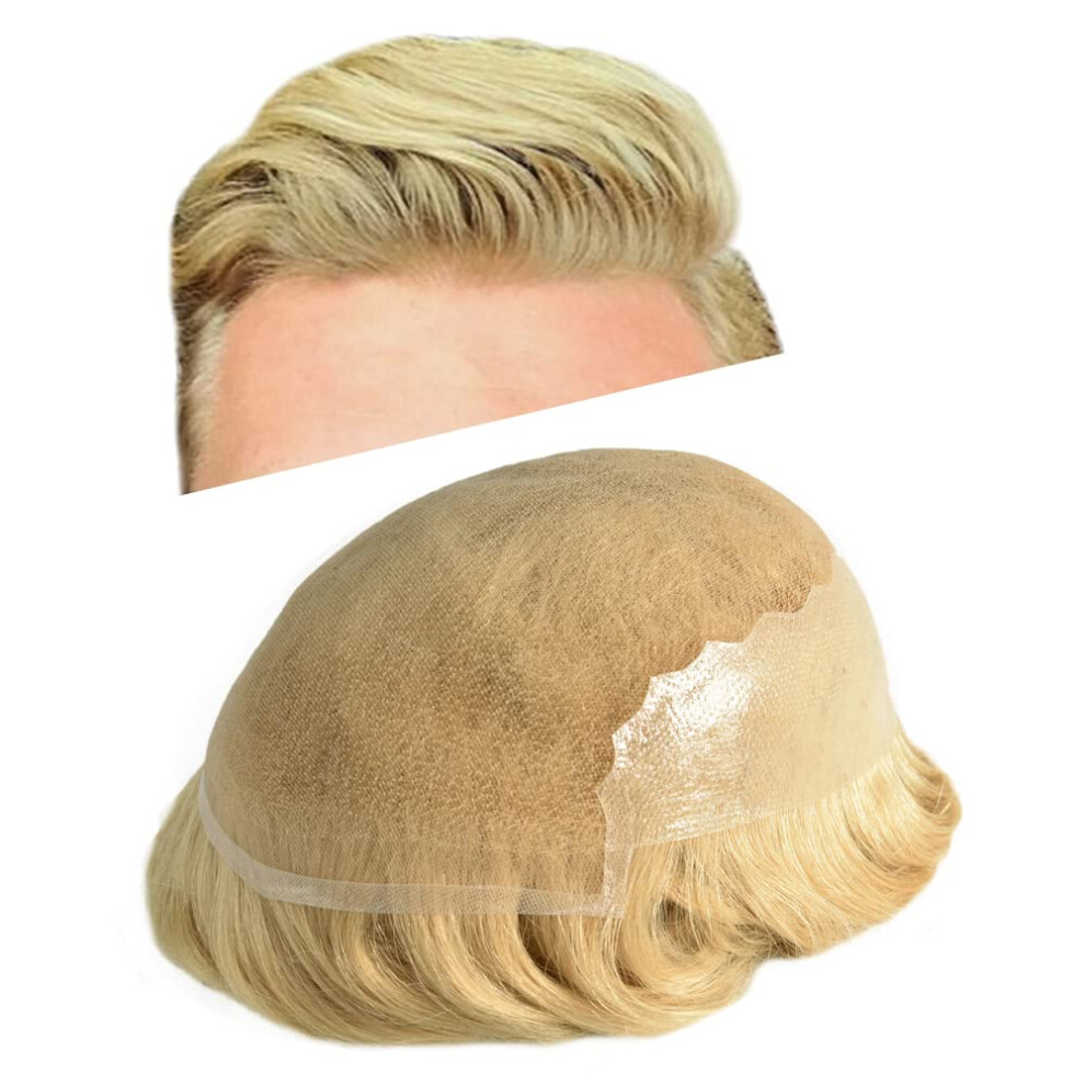 Unisex Men's Toupee Human Hair Replacement System With Natural Hairline Swiss Lace 7X9 110% Density #22R