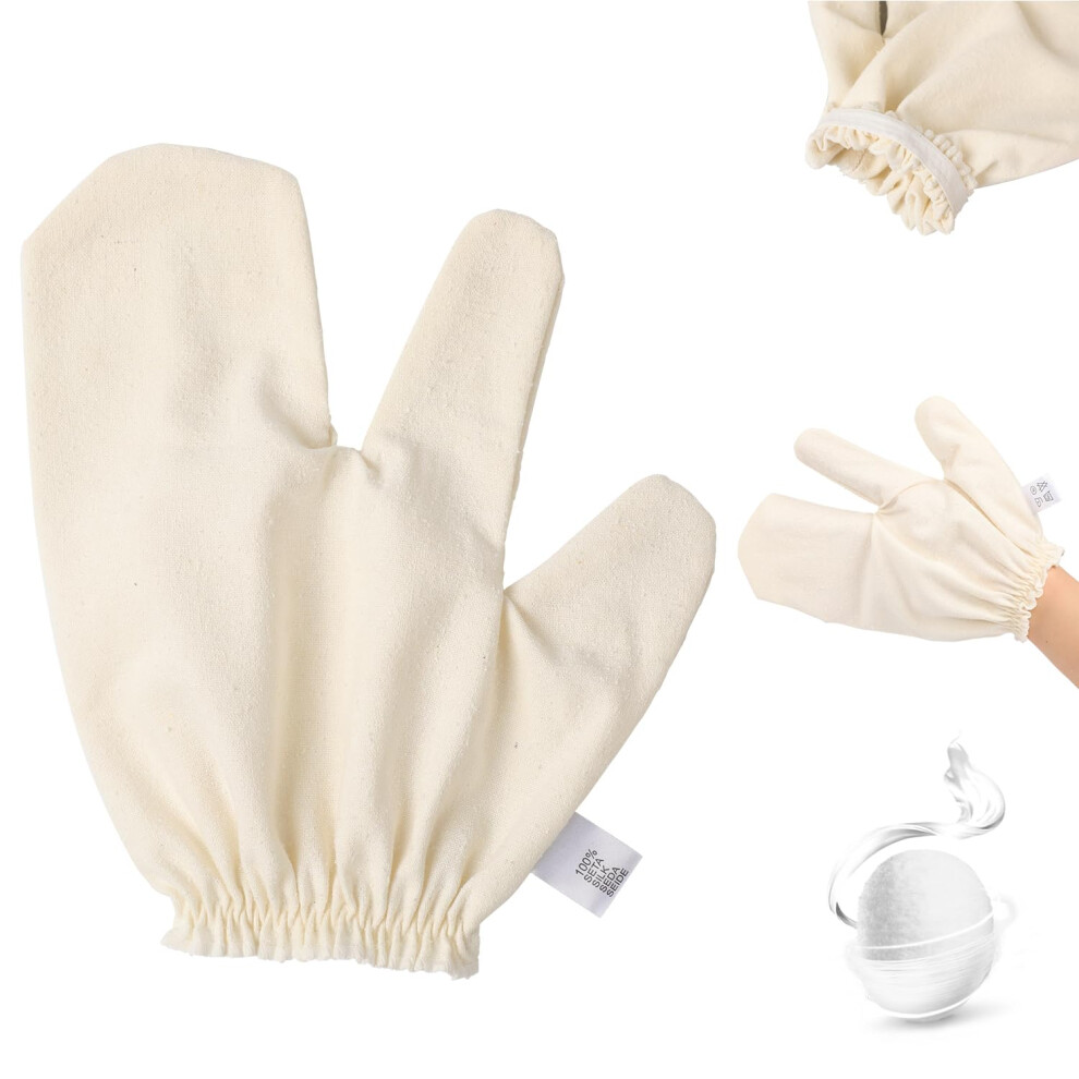 Dry Brushing Gloves Raw Silk Exfoliating with Secure Elastic Wrist Band for Gentle Skin Massage