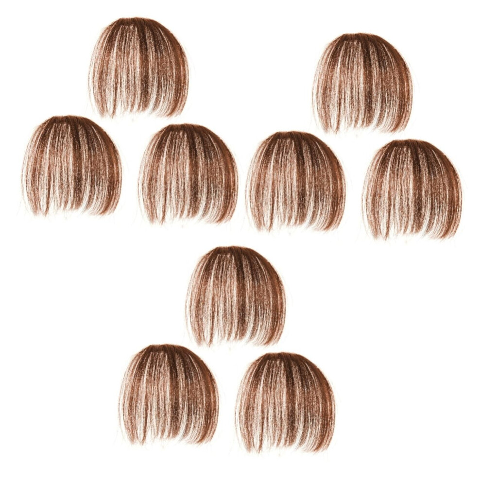 Light Brown Clip In Bangs for Women Synthetic Fake Fringe Hairpiece with Secure Clips Natural Look