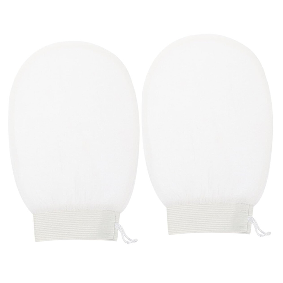White Exfoliating Bath Gloves For Gentle Skin Scrub And Spa Shower, 2Pcs Reusable Mitts