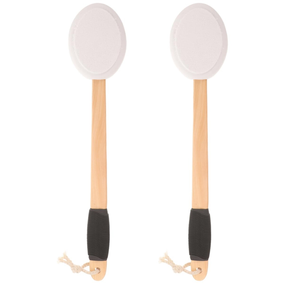 Black Long Handle Body Brush Back Scrubber For Shower With Curved Nonslip Grip Wet And Dry Bristles 2Pcs