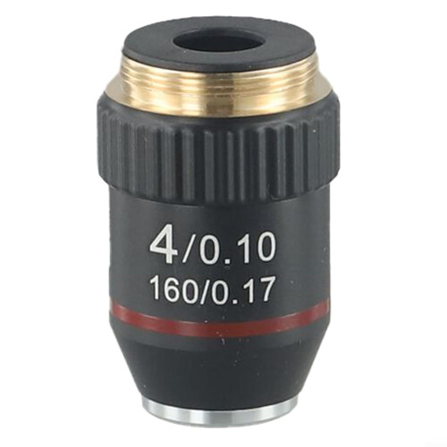 Microscope Objective Lens Achromatic 160mm Tube 4X Black Precise Optical Performance 1