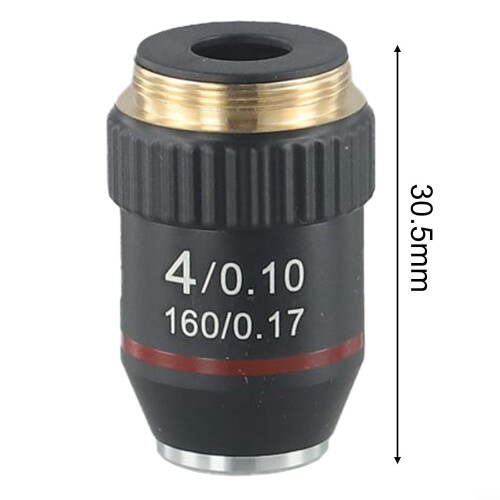 Microscope Objective Lens Achromatic 160mm Tube 4X Black Precise Optical Performance 2