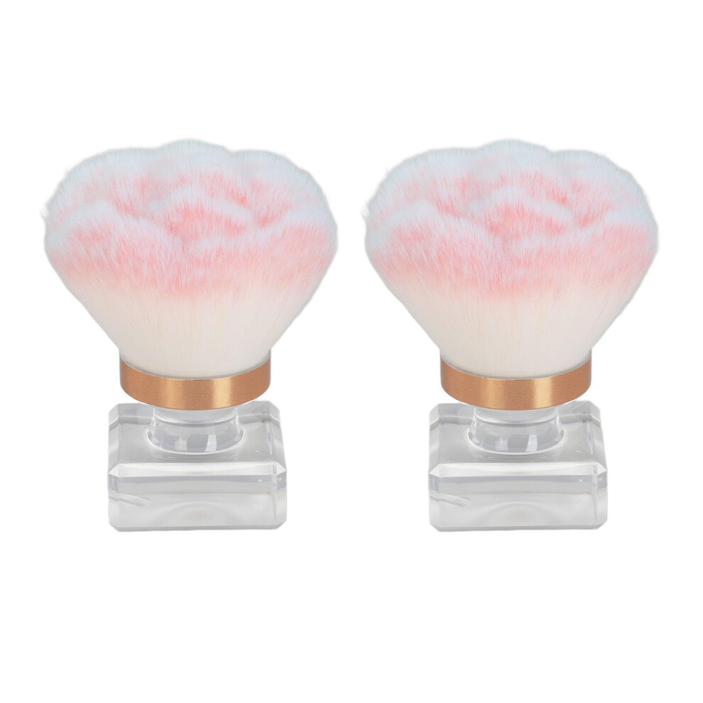 Pink 2Set Nail Dust Brush With Soft Fiber Bristles And Ergonomic Comfort Grip For Manicure Cleaning