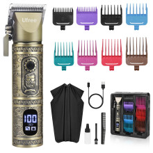 Professional Cordless Hair Clipper for Men, Rechargeable Beard Trimmer Grooming Kit with 8 Guide Combs