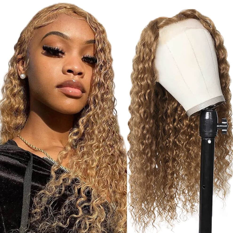Unisex Honey Blonde 5X5 Lace Front Wig Human Hair 20 Inch Hd Transparent Lace Glueless Brazilian Virgin Hair