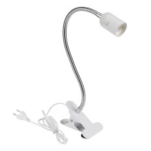Desk Lamp Clip Holder with 360 Degrees Rotation Flexible Gooseneck E26 E27 Socket Fixture Featuring Reinforced Spring Clamp Base and On Off Switch