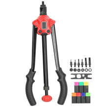 Remachadora manual de acero al carbono de alta calidad con mango ergonómico, mandriles intercambiables y múltiples accesorios para diversos