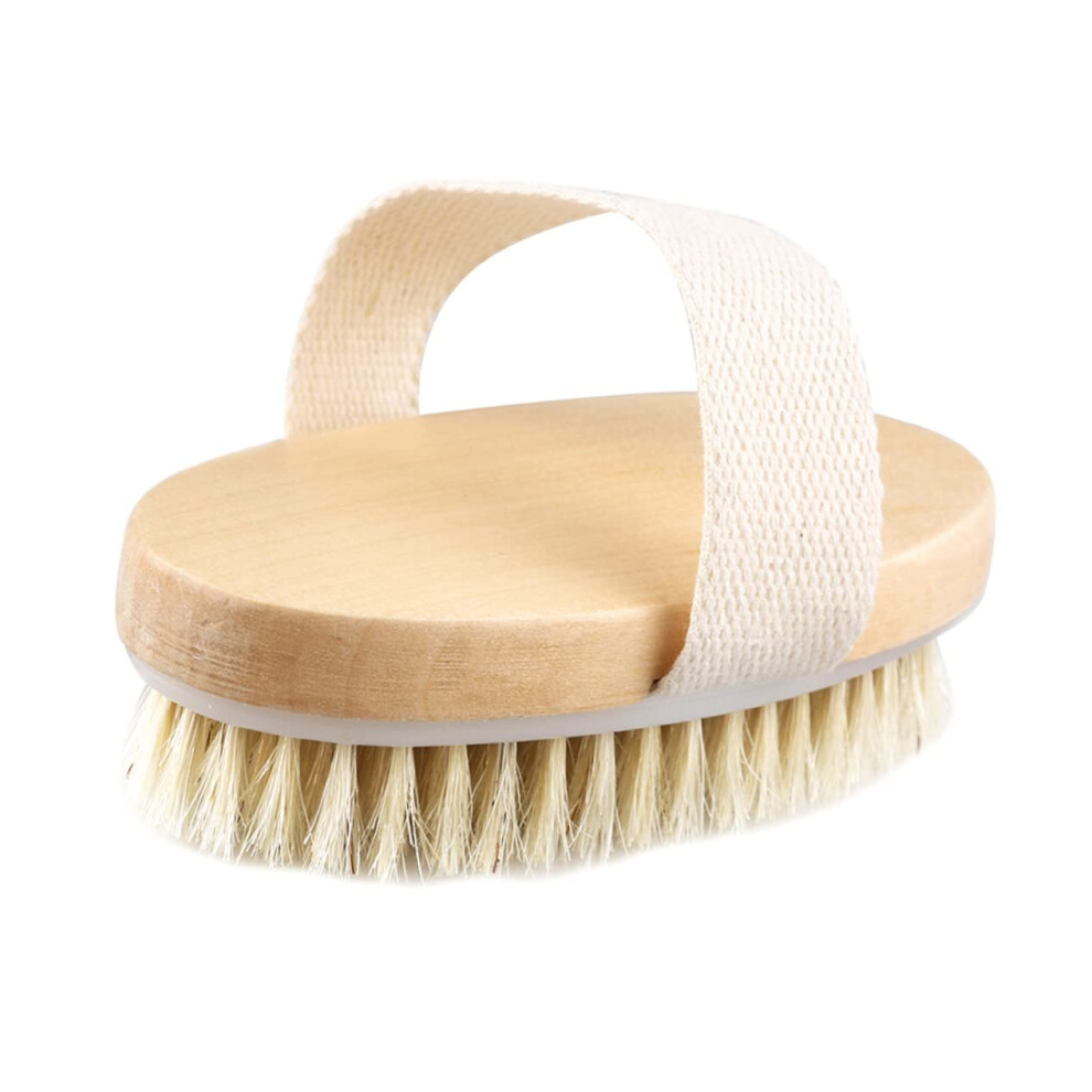 Dry Body Brush with Natural Boar Bristles for Gentle Skin Exfoliation and Lymphatic Drainage