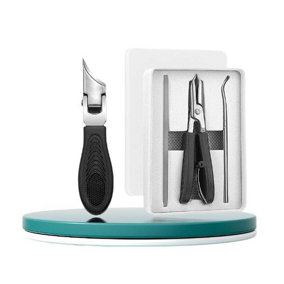 Eagle Beak Wide Jaw Nail Clippers Set, Precision Angled Blade, AntiSplash Stainless Steel for Thick Nails