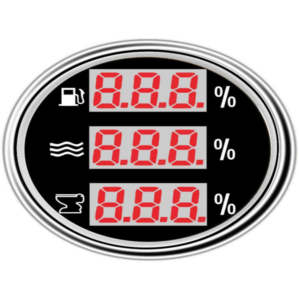 Digital 3 In 1 Car Boat Gauge 52Mm Multifunctional Tachometer Water Temp Oil Pressure Voltmeter Fuel Level 9044945463651