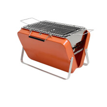 Portable Charcoal Grill Foldable Tabletop BBQ for Camping Balcony Outdoor Cooking 30x22x22cm Orange