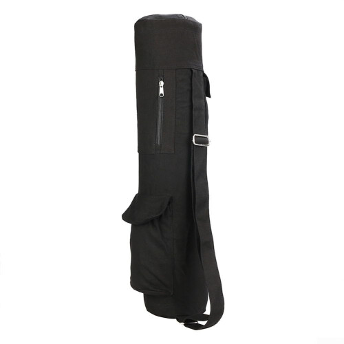 Large Capacity Canvas Yoga Mat Bag with Multi Pockets and Comfortable Shoulder Strap