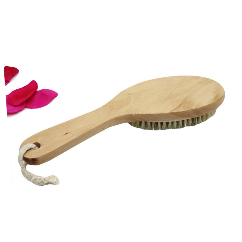 Body Brush with Long Wooden Handle, Natural Boar Bristles for Gentle Exfoliation and Bath Massage